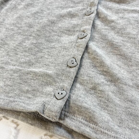 Forever 21 Crop Cardigan Sweater Women's L Heart Button Knit Top Preppy Twee NWT - Picture 2 of 4